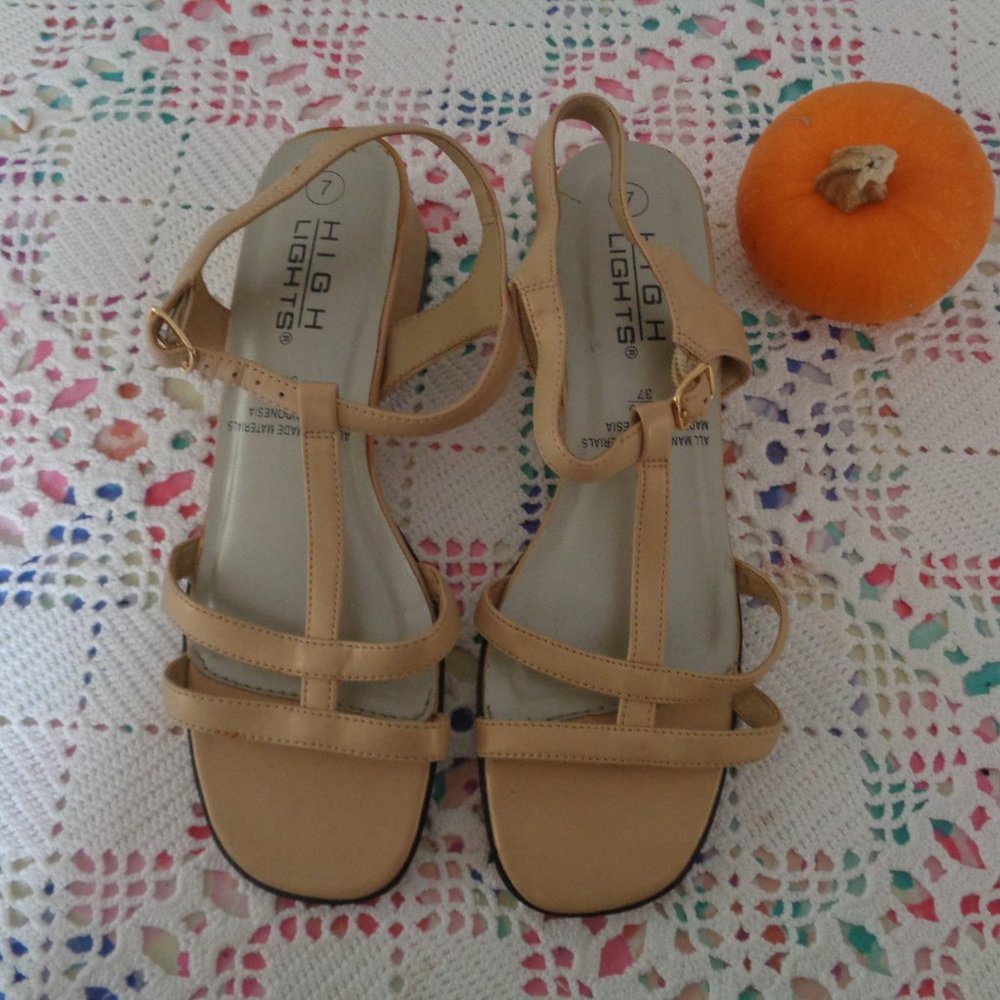 HIGH LIGHTS VEGAN BEIGE SANDAL SHOES 7